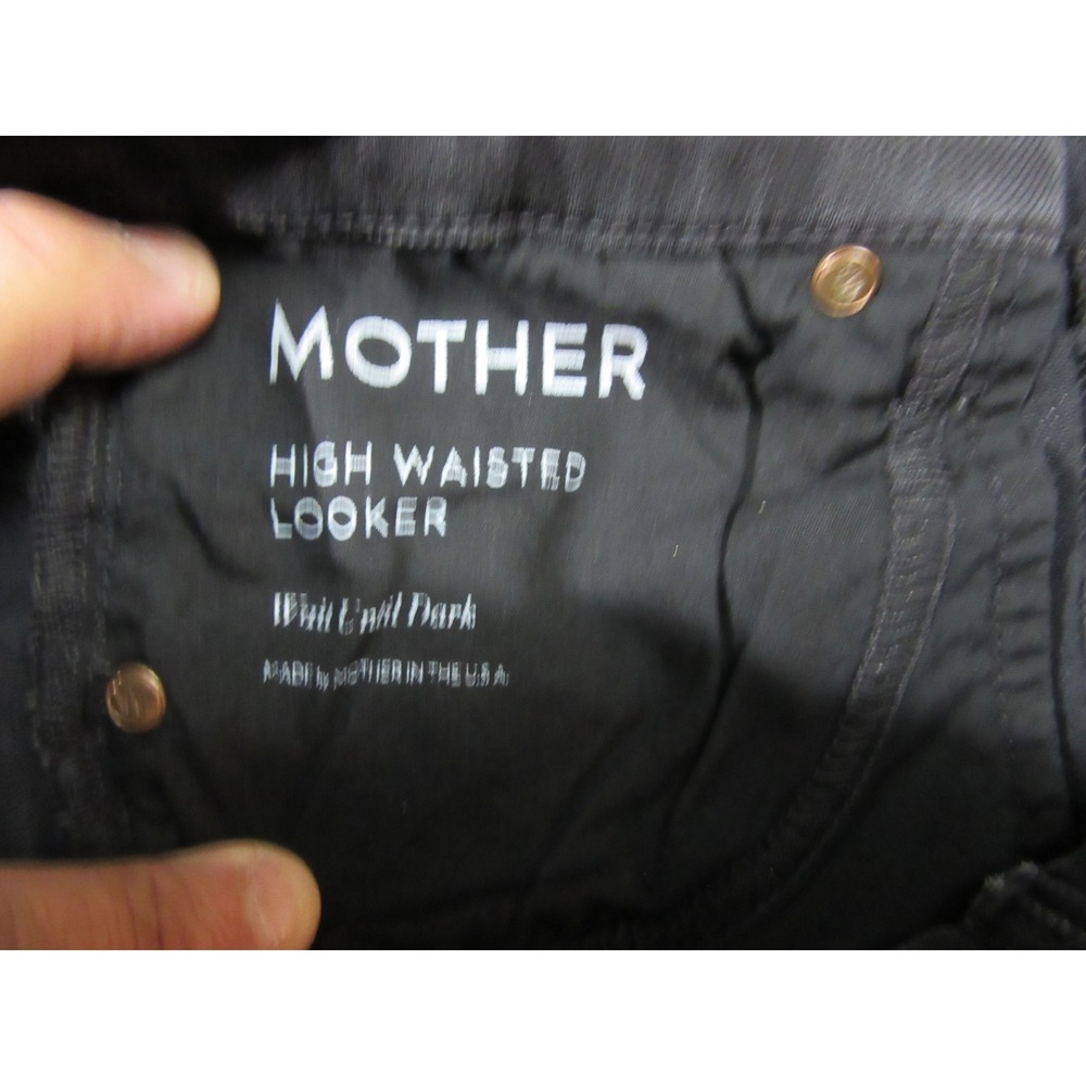 Mother Jeans Womens 27 Black High Waisted Looker Raw Hem Distressed USA - Picture 6 of 16